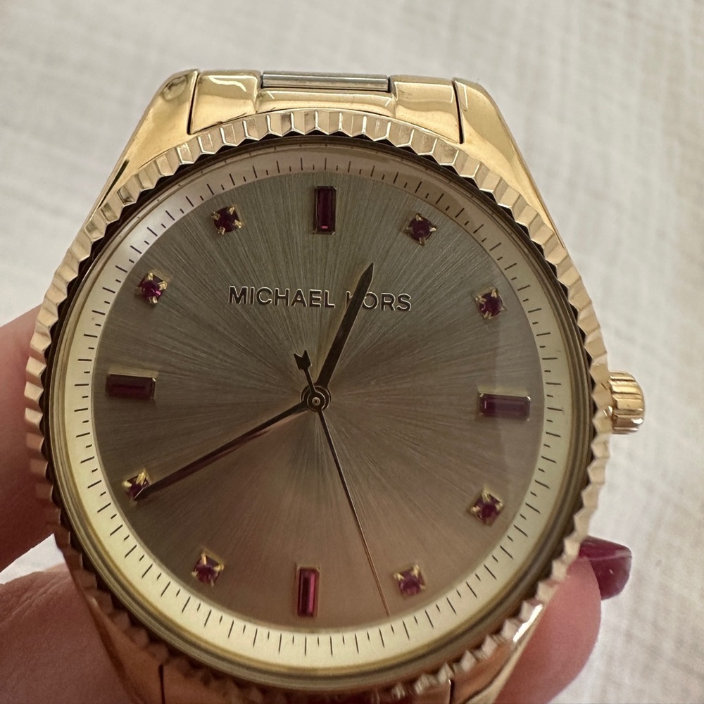 Michael Kors Gold Watch with Red Accents - Picture 9 of 9